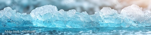 Frozen ice crystals in winter landscape