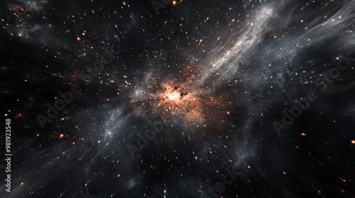 black subtle star field with lighting bolts emanating from center of screen, space lights, abstract background