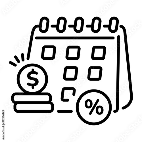 A linear icon of payment interest 