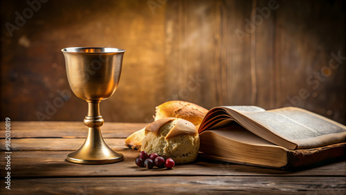 Communion and Lord's Supper with Holy Bible , Christianity, sacrament, Eucharist, religious, faith