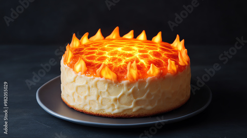 A creative cake featuring a fiery design, perfect for unique celebrations or artistic culinary presentations.