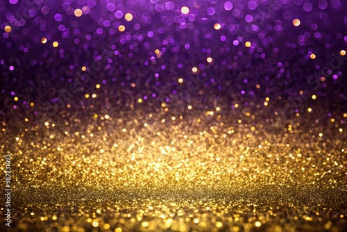 Rich purple and shimmering gold gradient background, evoking luxury and opulence, with subtle texture and dimensional depth.