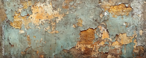 An abstract rustic paint wall texture with weathered layers of muted earth tones and peeling paint, creating a rich, textured surface that evokes a sense of history and timelessness with its