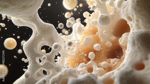 Exploring intricate details of fungal research, this image showcases molds colonizing an organic material, revealing fascinating microcosm of life