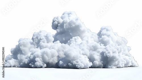 3D Rendered Cloud Formation Isolated on a White Background, Illustrating a Puffy, Cumulus Cloud with Realistic Detail and a Soft, Natural Texture