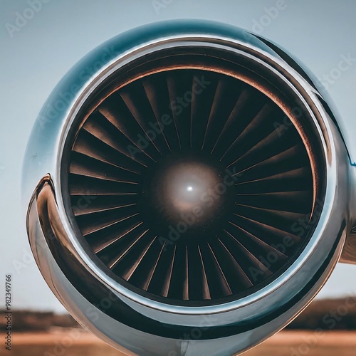 Close up of a turbofan engine on a private jet