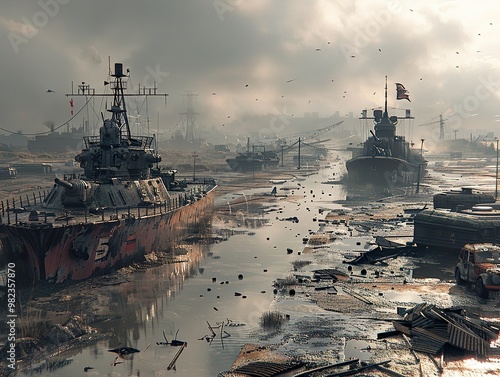 Abandoned Warships in a Post-Apocalyptic World