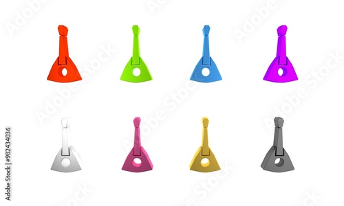 Colorful Musical instrument balalaika icon isolated on white background. Minimalism concept. 3D render illustration