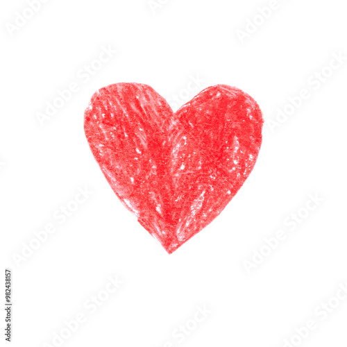 pencil drawn heart isolated on white background