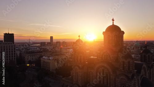 High angle view of Belgrade, capital of Serbia.