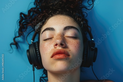 A person with distinctive hair features enjoying music or listening to audio