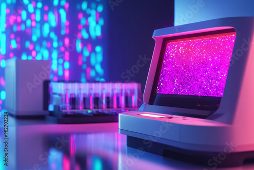 A 3D rendering of a modern flow cytometer,