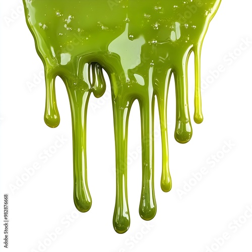 Bright Green Slime Dripping Isolated on White Background – Perfect for Halloween Designs, Horror Projects, Slime-Themed Graphics, and Spooky Party Invitations