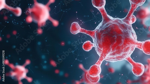 Close-up of molecular pathways disrupted by lymphoma, intricate and vibrant, lymphoma, molecular disruption in cancer