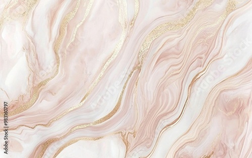 Elegant pink marble texture with gold veins in a flowing design for stylish backgrounds or decorative elements