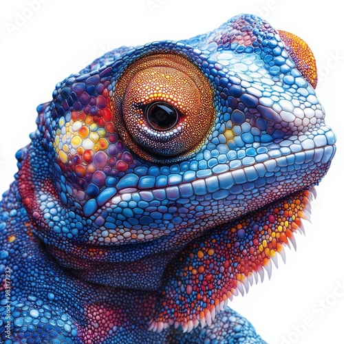 Iguana Colorful Shade, White Background