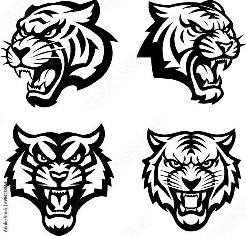 tiger head illustration isolated on white background. Images for logo, label, emblem. Vector illustration.