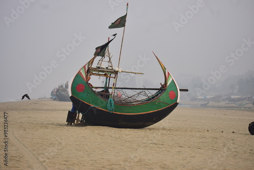 Sampan boat in Cox's Bazar Bangladesh