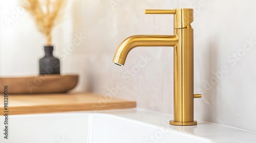 Slimline brass faucet with integrated soap dispenser, minimalist sink, minimalist bathroom fixtures, luxury functionality