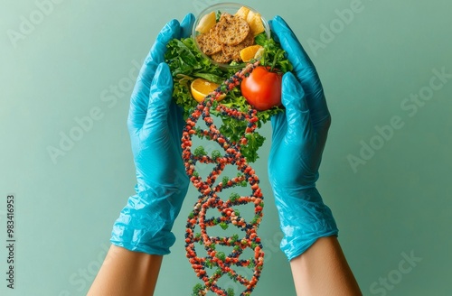 It can be referred to as Nutritional science or Balanced Diet genetic biology as nutritionists or scientists work with nutrients with DNA strands as a dietary health concept for wellness.