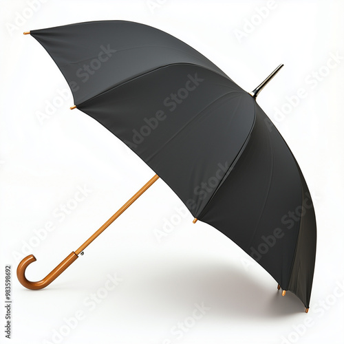 Umbrella with Wooden Shaft: Closed Side View for Classic Style