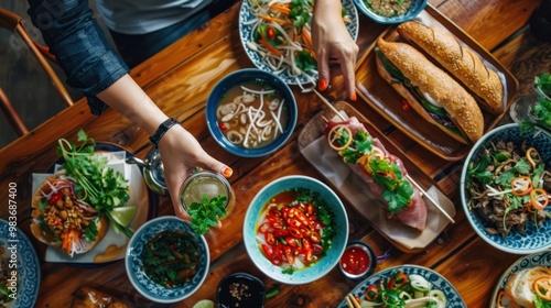 Delicious Vietnamese Food Spread