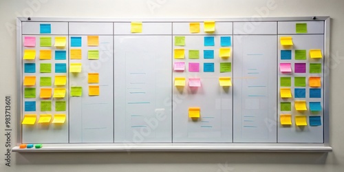 Agile scrum board with paper task for software development team, agile, scrum, board, software, development, methodologies