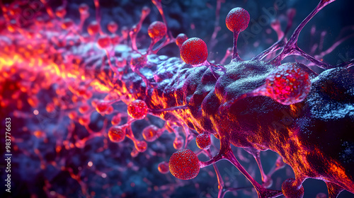 Muscle proteins in action/ Illustration of myosin and actin interacting during muscle contraction