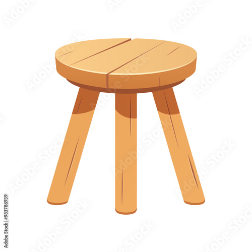 Wooden stool vector isolated on white background.