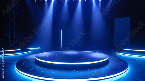 Ring line effect glow scene area round led platform round display stage game show floor emptiness