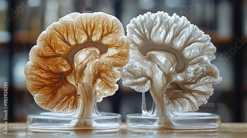 A visual representation of how MS affects the brain gray matter and white matter differently