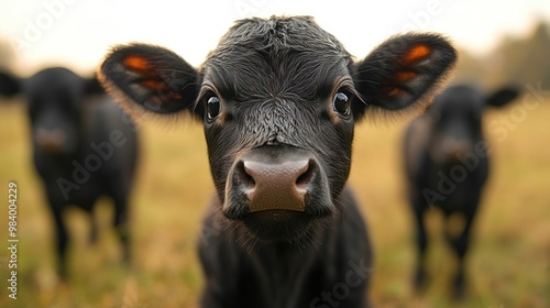 Curious Calf in Field