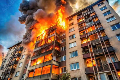 apartment on fire flames engulf multi story building