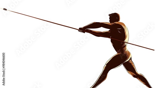 A clipart of a male decathlete throwing a javelin ar7 4 Generative AI