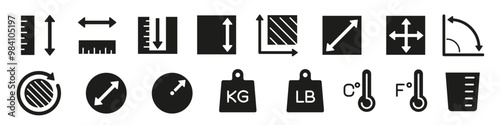 Measurement icon. Measure icons