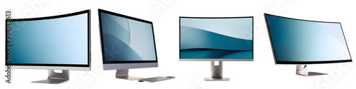 Computer display modern set isolated on white and transparent background