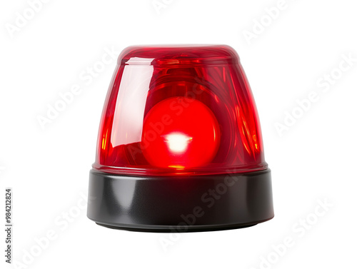 red flashing police car siren light isolated on white transparent background