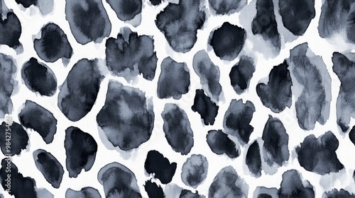 Seamless leopard texture featuring abstract jaguar fur in gray watercolor style Textile design with giraffe spots and white graphic panther fur in a repeating leopard pattern