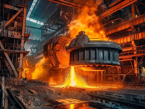 Electric arc furnace in a steel mill