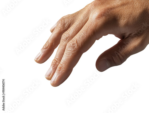 Hand reading a Braille sign, close-up of tactile communication, isolated on white background. PNG transparent.