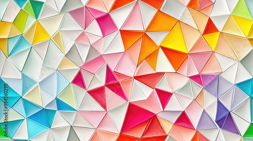 Colorful and monochrome mosaic pattern with convex relief triangles