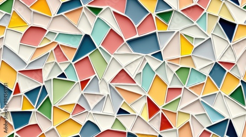 Colorful and monochrome mosaic pattern with convex relief triangles