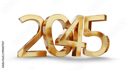 year 2045 golden symbol, 3d-illustration