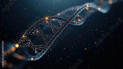 Abstract DNA strand connecting earth and stars, humanity and the cosmos