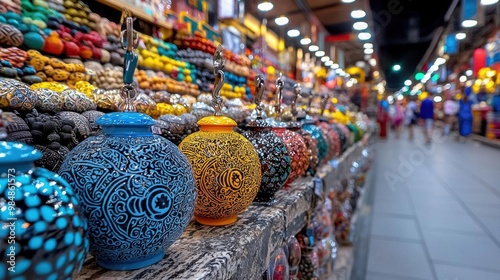 A bustling market filled with vibrant colors and exotic scents, its stalls offering a glimpse into the local culture and traditions in 4K