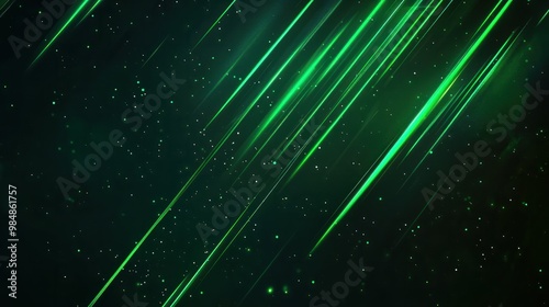 Black Friday or Cyber Monday poster template with a few digital green glowing lines crossing the background like meteors, photorealism transparent background