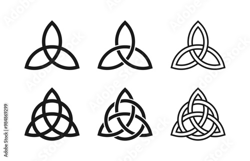 Ancient celtic trinity knot symbol icon set