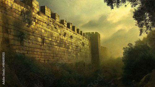 The walls of the famous Jericho, which the Israelites attacked and destroyed, demonstrating God's power. This event is known as the biblical siege of Jericho.