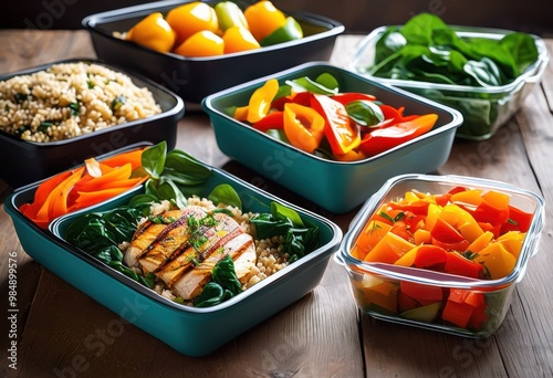 colorful allergen free meal prep options beautifully arranged appealing presentation healthy eating, arrangement, bowls, containers, cooking, cuisine