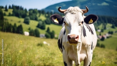 A Friendly Cow in a Green Meadow